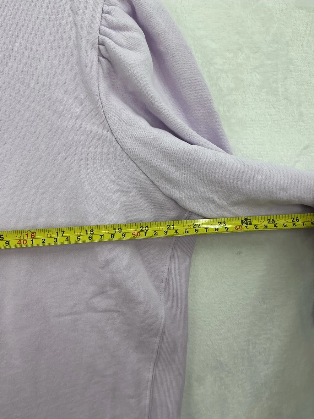 100% cotton Women's Lilac Puff-Sleeve Crew Sweatshirt 873 - Picture 4 of 5